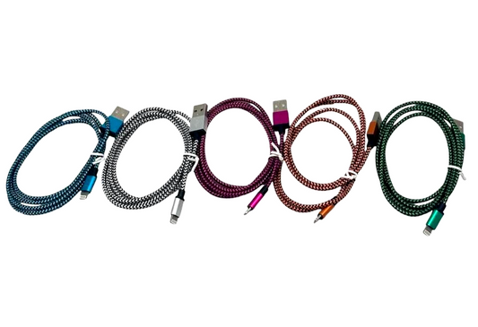 SET OF 5 iPhone Charger Nylon Braided Fast Charging Cable - GOODSZON Discount Store