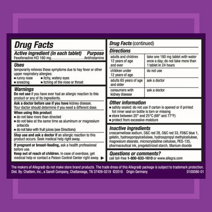 Allegra Adult 24HR Gelcaps (24 Ct, 180 mg), Allergy Relief - GOODSZON Discount Store