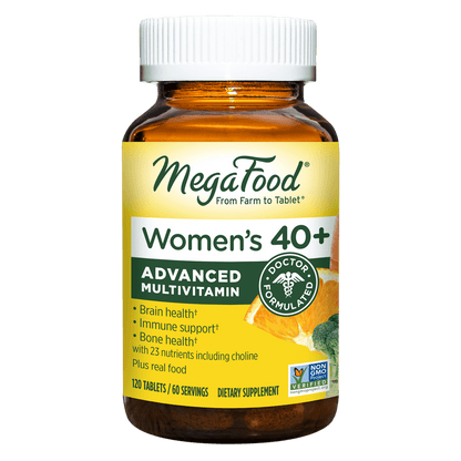 MegaFood Women's 40+ Multivitamin - Multivitamin for Women with Iron, Vitamin C, B12, B6, Choline, and more - Non-GMO, Gluten-Free, Vegetarian & Made without Dairy and Soy - 120 Tabs (60 servings) - GOODSZON Discount Store