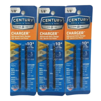 Century Drill&Tool 1/8" Charger High Speed Steel Drill Bit 2 pc Pack of 3 - GOODSZON Discount Store