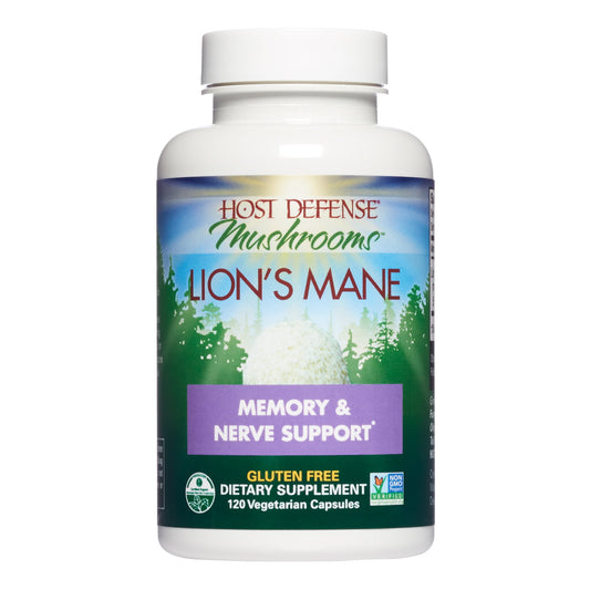 Host Defense, Lion's Mane Capsules, Promotes Mental Clarity, Focus and Memory, Daily Mushroom Supplement, Vegan, Organic, Gluten Free, 120 Capsules (60 Servings) - GOODSZON Discount Store
