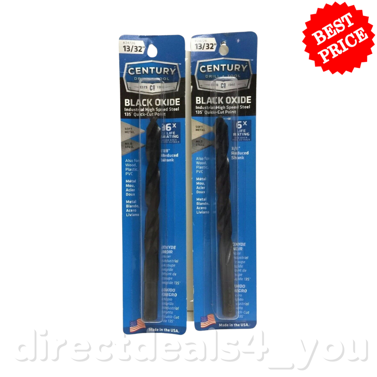 CENTURY DRILL & TOOL #24726 13/32" Black Oxide Drill Bit Pack of 2 - GOODSZON Discount Store