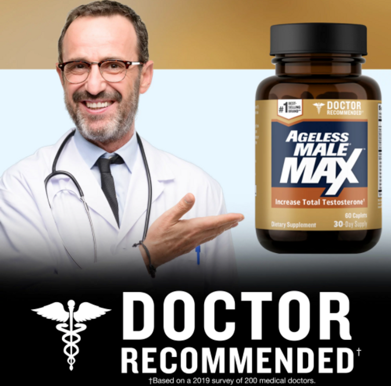 Ageless Male Max Total Testosterone Booster for Men with Ashwagandha, 60 Caplets - GOODSZON Discount Store