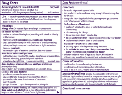 Prilosec OTC Heartburn Relief, Omeprazole Over-the-Counter Medicine, Acid Reducer Tablets, 42 Ct - GOODSZON Discount Store