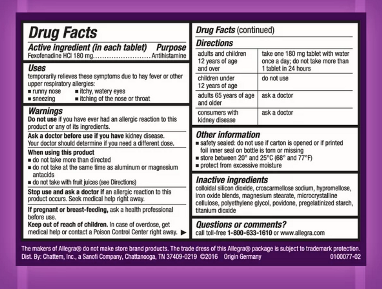Allegra 24-Hour Indoor Outdoor 180 Mg. Allergy Relief - 70 Tablets - GOODSZON Discount Store