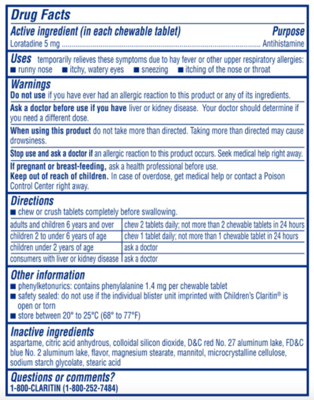 Claritin Children's 24-Hour Non-Drowsy Allergy Grape Chewable Tablet, 60 Count - GOODSZON Discount Store