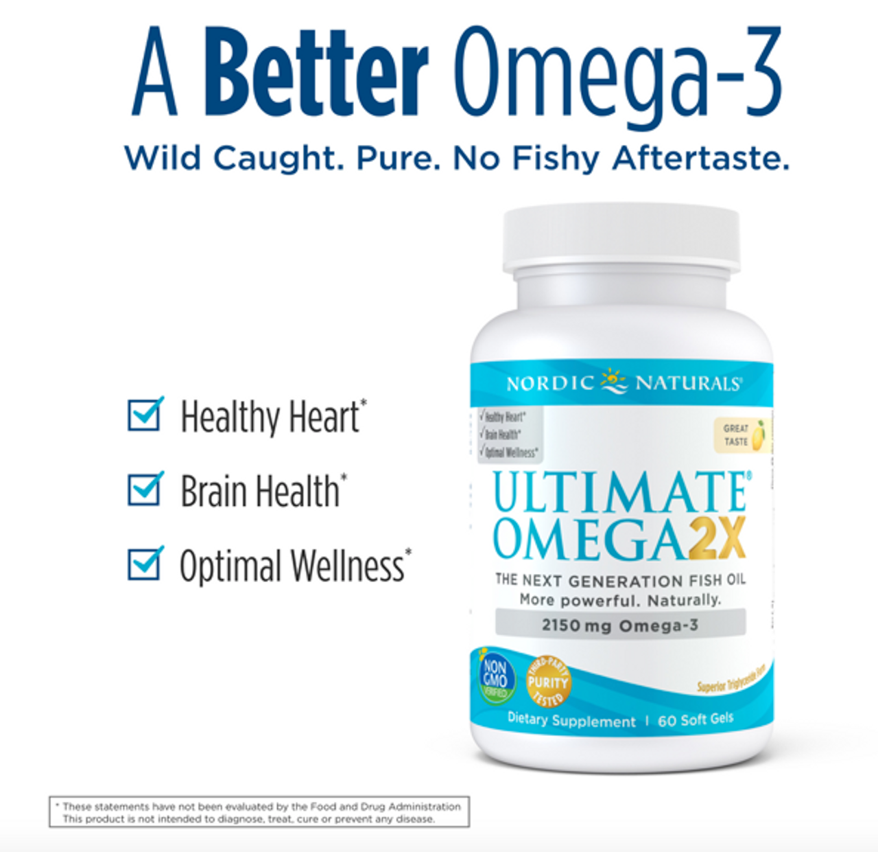 Nordic Naturals Ultimate Omega 2X Softgels, Lemon, 2150 Mg, Fish Oil, 60 Ct - GOODSZON Discount Store