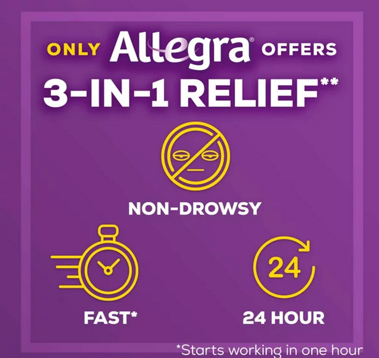 Allegra Adult 24HR Non-Drowsy Allergy Symptom Relief Tablets, 60 Ct - GOODSZON Discount Store