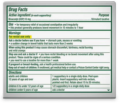 Dulcolax Laxative Suppositories (16 Ct) Fast, Gentle Relief - GOODSZON Discount Store