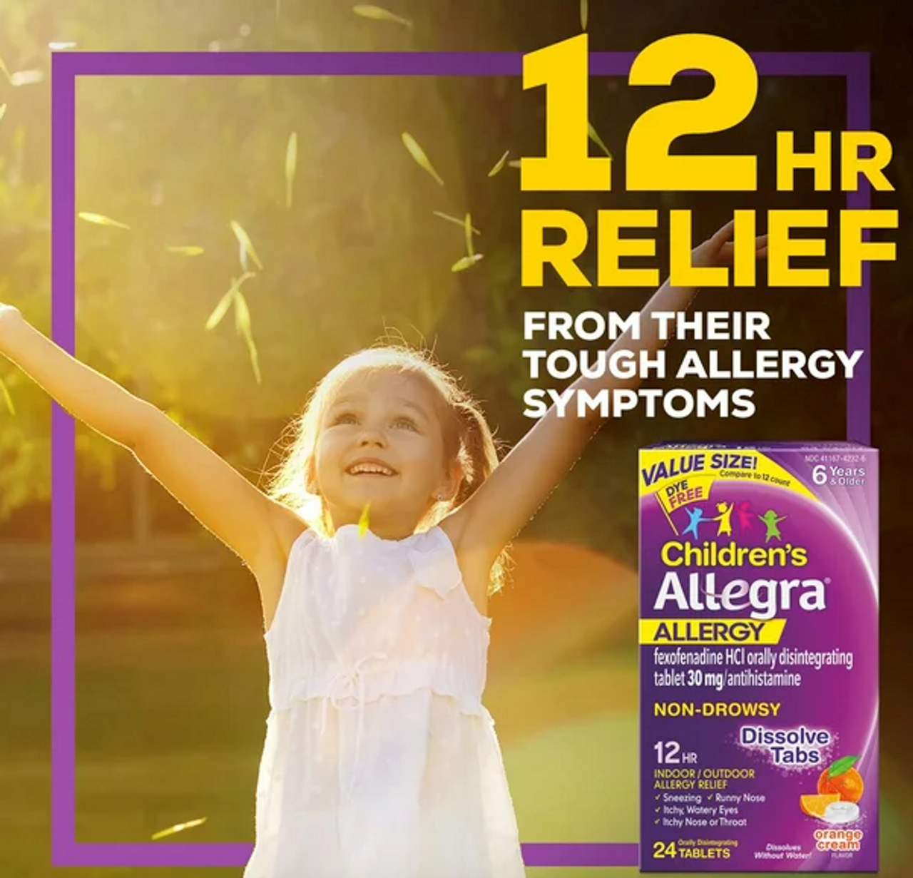 Allegra Children's Non-Drowsy Meltable Tablets ,12 HR Allergy Relief, 24 Ct - GOODSZON Discount Store