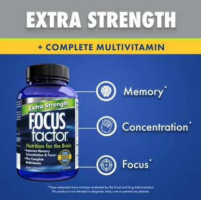 Focus Factor Extra Strength 60ct- Memory, Concentration, Focus Brain Supplement - GOODSZON Discount Store