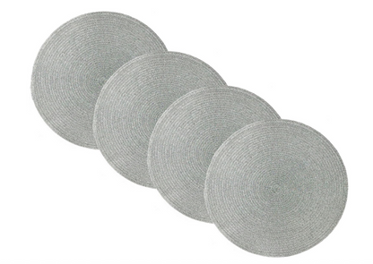 Benson Mills Sparkle Round Placemats for Dining Table Silver Set of 4, 15" - GOODSZON Discount Store