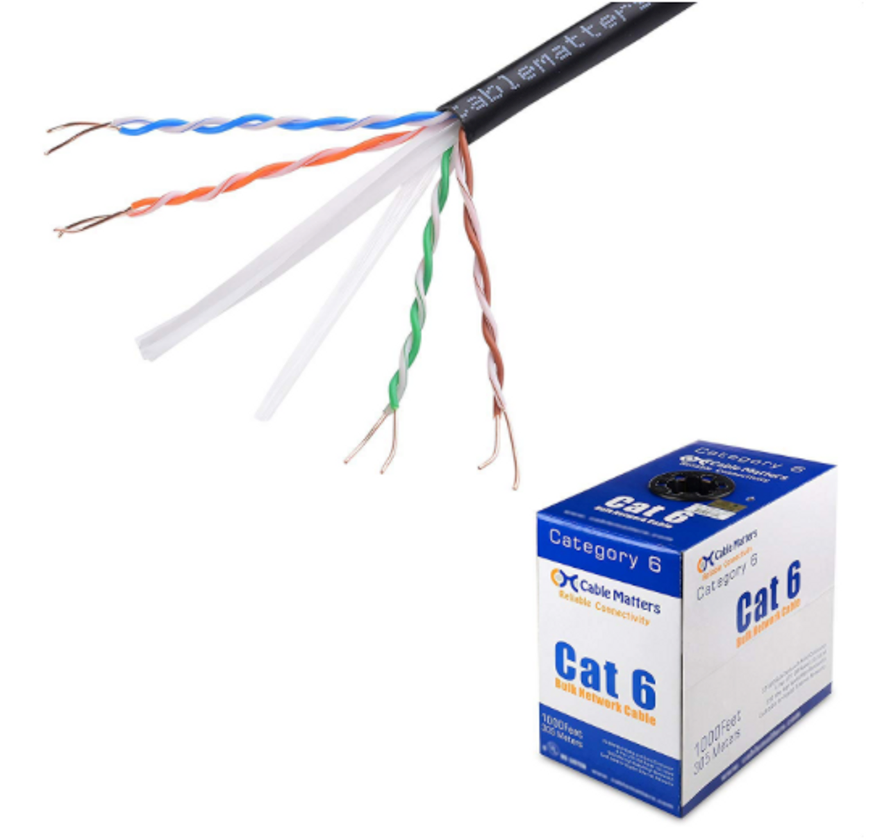 [UL Listed] Cable Matters In-Wall Rated (CM) Cat 6 / Cat6 Bulk Cable (Cat6 Ethernet Cable 1000 Feet) in Red - GOODSZON Discount Store