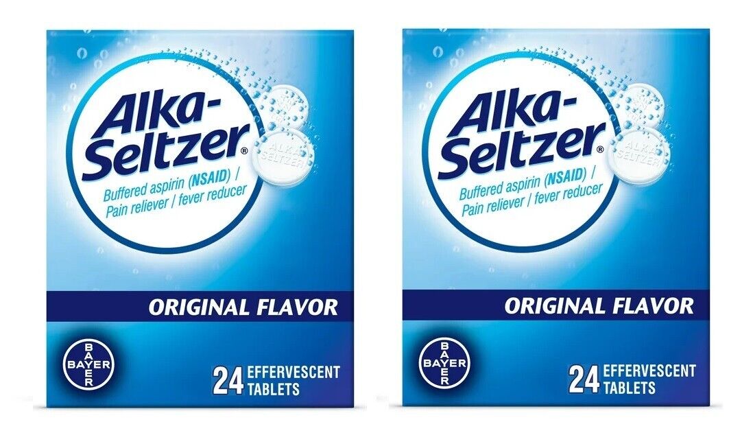 Alka-Seltzer Effervescent Headache Pain Relief Antacid 24 Tablets Pack of 2 - GOODSZON Discount Store