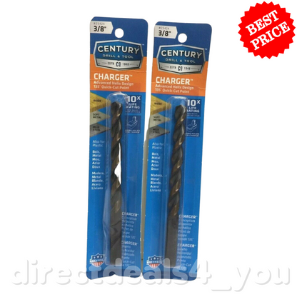 Century Drill & Tool 25424 3/8" Charger Drill Bit Pack of 2 - GOODSZON Discount Store