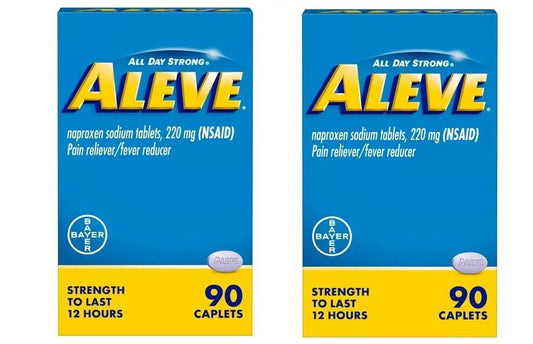 Aleve Caplets Naproxen Sodium Pain Reliever 90 ct Exp 2025 Pack of 2 - GOODSZON Discount Store