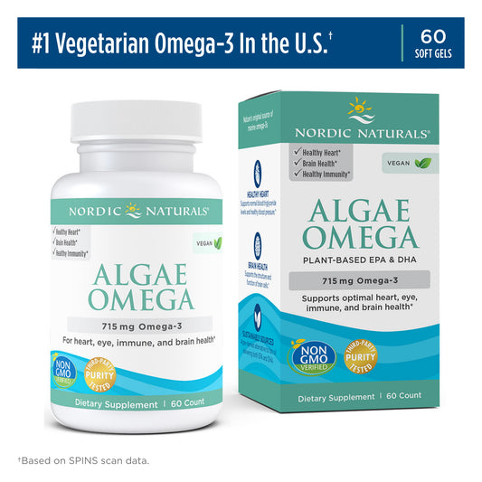 Nordic Naturals Algae Omega Softgels, 715 Mg, Plant-Based EPA & DHA, 60 Ct - GOODSZON Discount Store