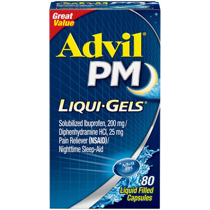 Advil PM Liqui-Gels Pain and Headache Reliever Ibuprofen, 80 Liquid Filled Caps - GOODSZON Discount Store