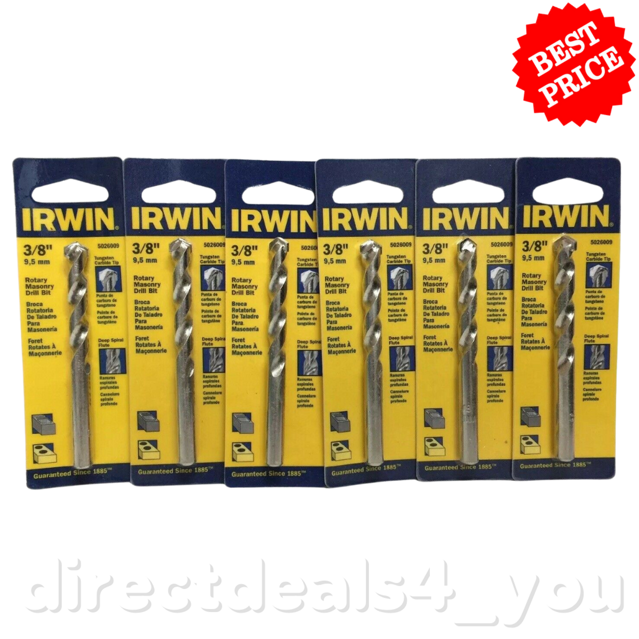 Irwin 3/8" Drill Bit 5026009 Pack of 6 - GOODSZON Discount Store