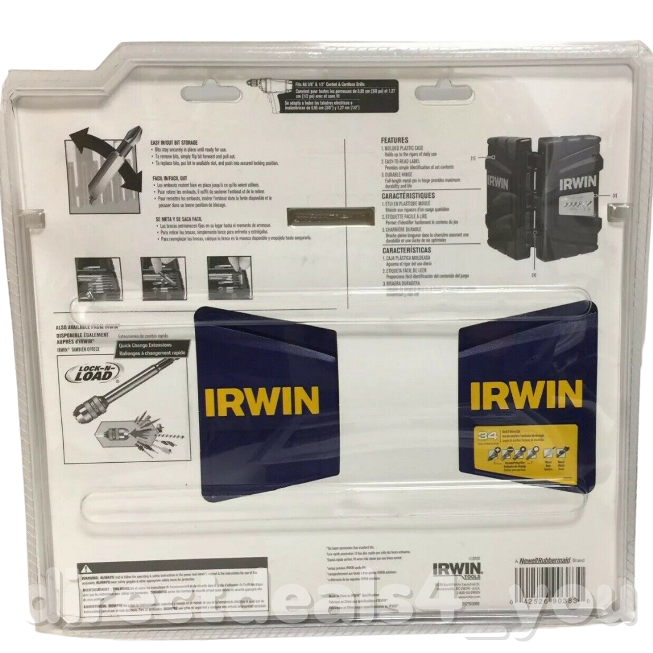 Irwin Drill & Drive Set 60 Tips 9 Twist Drills 5 Spade Tips Container Pack of 2 - GOODSZON Discount Store