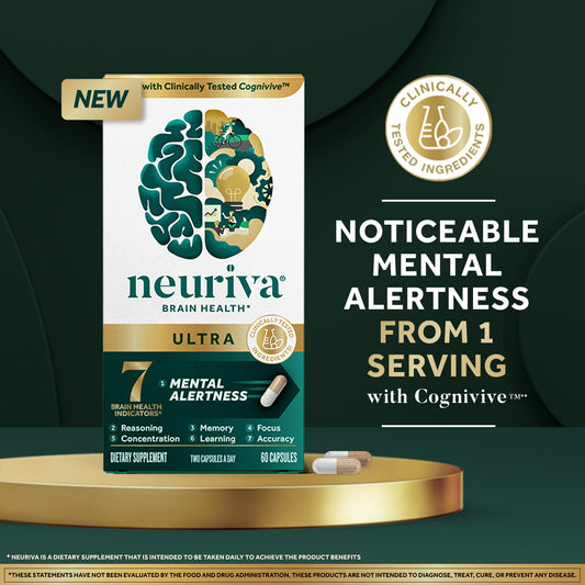 Neuriva Ultra Decaffeinated Clinically Tested Nootropic Brain Supplement for Mental Alertness, Memory, Focus & Concentration, Cognivive, Neurofactor, Phosphatidylserine, Vitamins B6 B12, 60ct Capsules - GOODSZON Discount Store