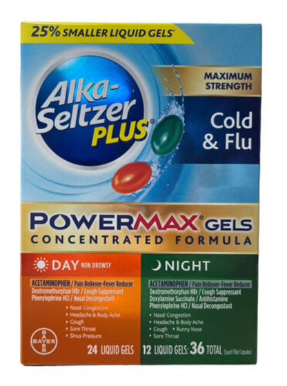 Alka Seltzer Plus PowerMAX Gel Cold&Flu Day/Night 36 ct - GOODSZON Discount Store