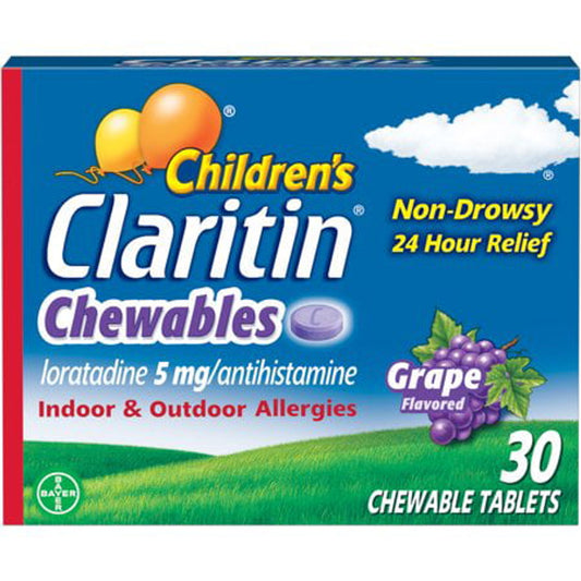 Claritin Allergy Medicine for Kids, Grape Chewable Tablets, 30 Ct - GOODSZON Discount Store