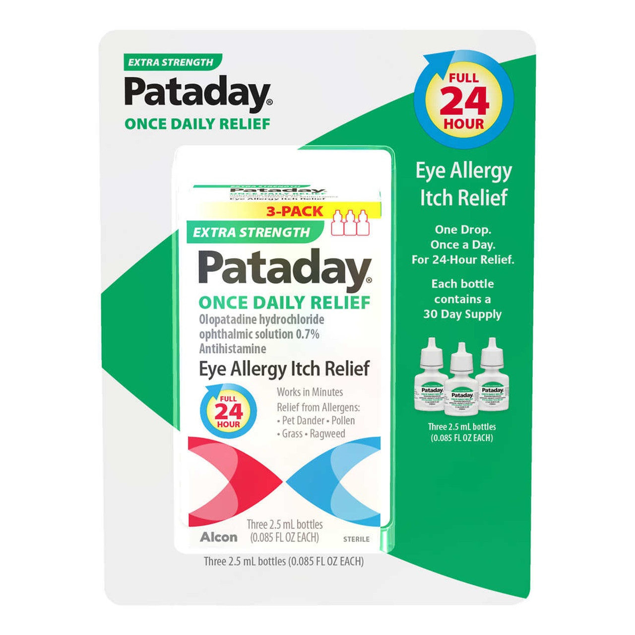 Pataday Extra Strength Once Daily Antihistamine Eye Drops, 2.5ml (Pack of 3) - GOODSZON Discount Store