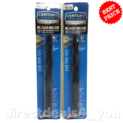 Century Drill & Tool 24730 15/32" Black Oxide Drill Bit Pack of 2 - GOODSZON Discount Store