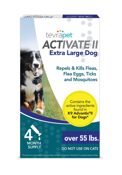TevraPet Activate II Flea and Tick Prevention for Extra Large Dogs Over 55 lbs, 4 Monthly Treatments - GOODSZON Discount Store