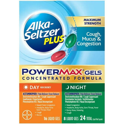 Alka-Seltzer Plus Powermax Cough, Mucus & Congestion, 24 Liquid Gels Pack 2 - GOODSZON Discount Store