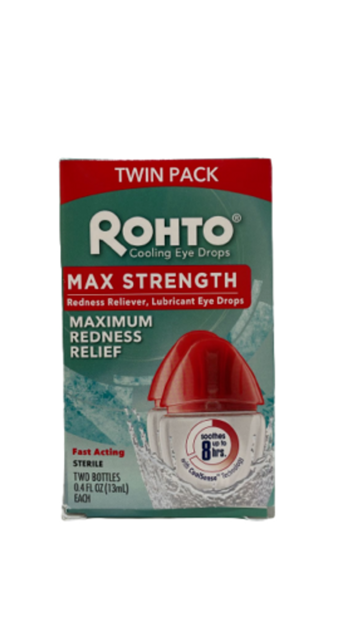 Rohto Cooling Eye Drops Max Strength Redness Relief 2 Bottles 0.4 Oz - GOODSZON Discount Store
