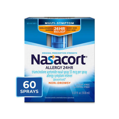 Nasacort 24HR Allergy Nasal Spray, Non-drowsy, 60 Sprays, 0.37 fl. oz. - GOODSZON Discount Store