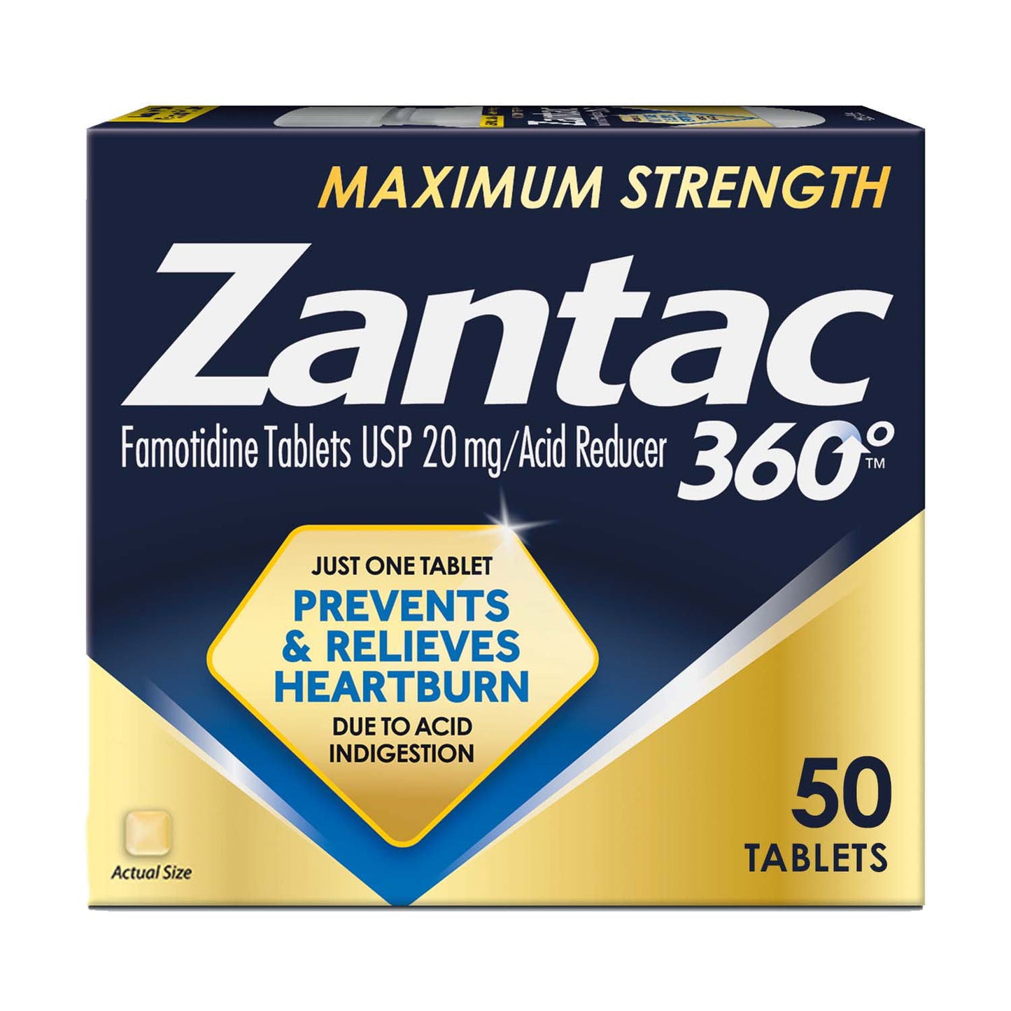 Zantac 360 Maximum Strength Tablets, 50 Count, Heartburn Prevention and Relief, 20 mg Tablets - GOODSZON Discount Store