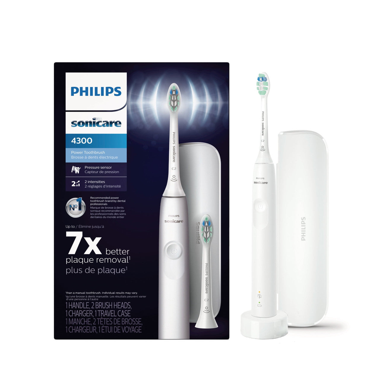 Philips Sonicare 4300 Power Toothbrush, Rechargeable Adult Electric Toothbrush with Pressure Sensor, HX3684/23 - GOODSZON Discount Store