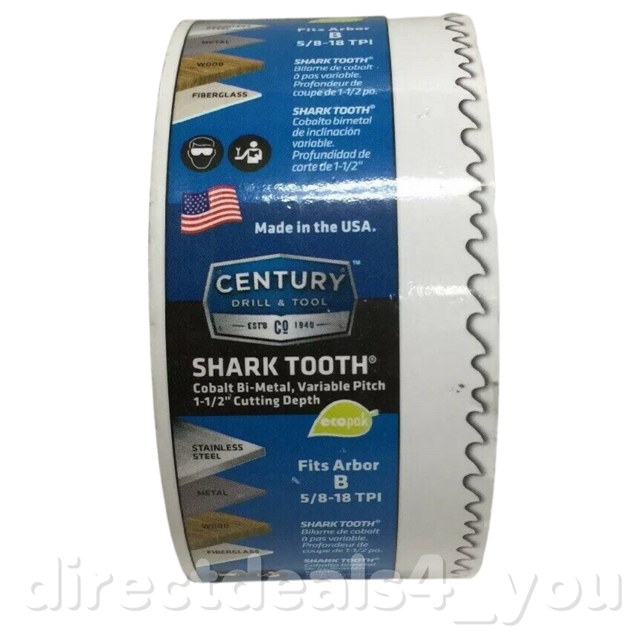 CENTURY DRILL & TOOL 05058 3-5/8" Bi-Metal Shark Tooth Hole Saw - GOODSZON Discount Store