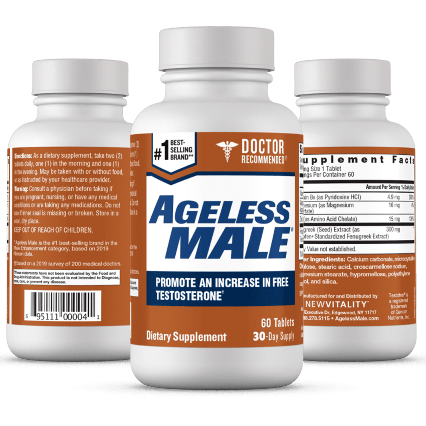Ageless Male Free Testosterone Booster by New Vitality 60 Tablets - GOODSZON Discount Store