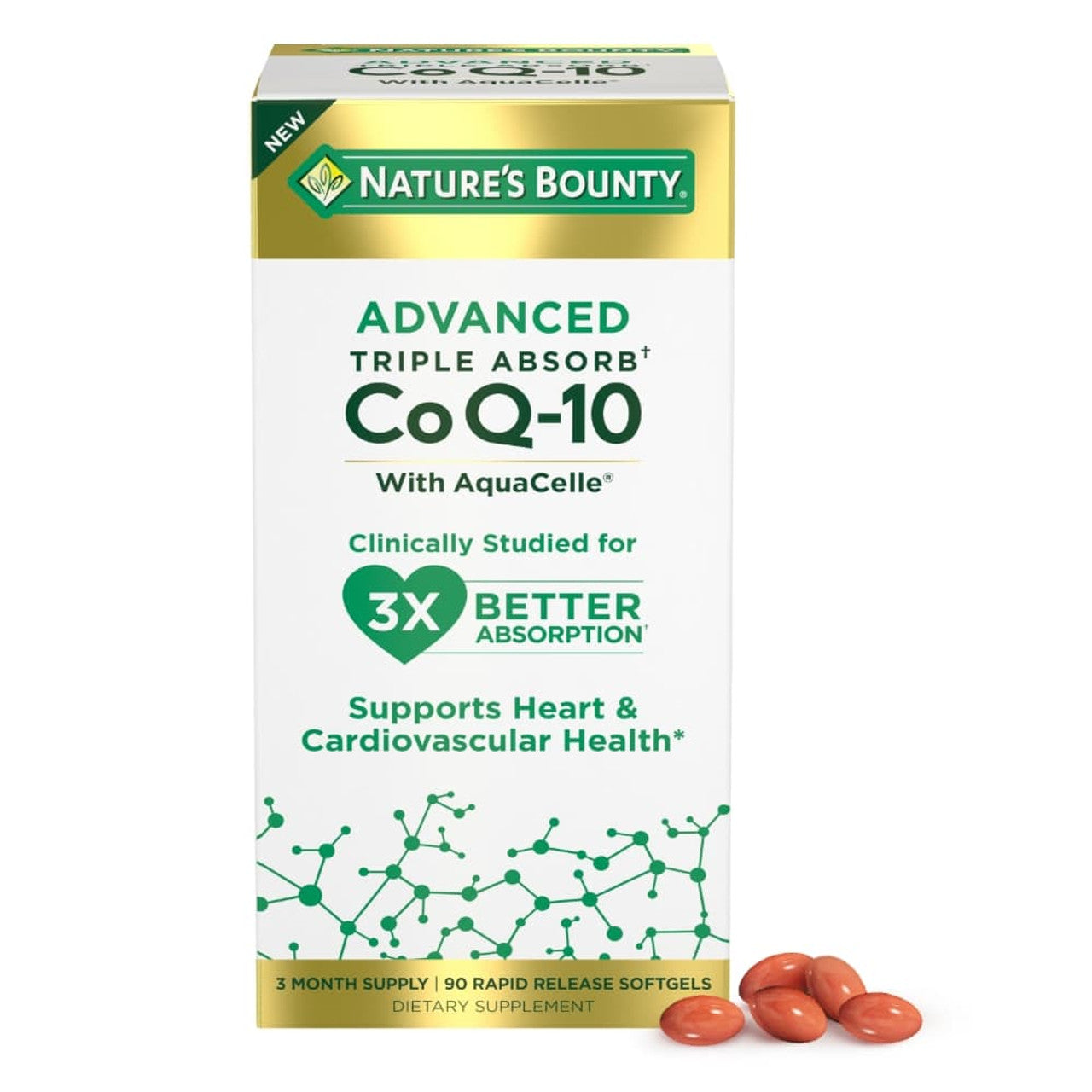 Nature’s Bounty Advanced Triple Absorb† Co Q-10, Heart Health Supplement, Softgels, 90 Ct - GOODSZON Discount Store