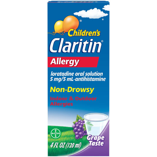 Claritin Non-Drowsy Allergy Medicine for Kids, Loratadine Antihistamine Grape Syrup, 4 fl oz - GOODSZON Discount Store