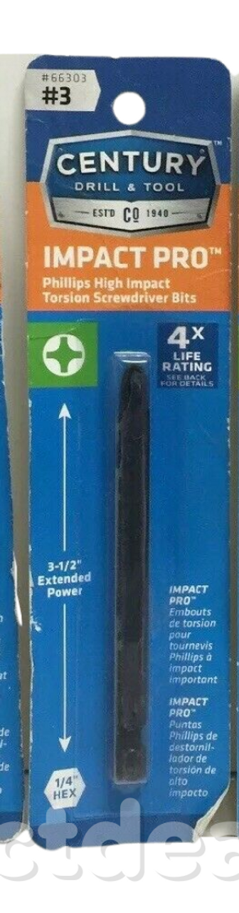 CENTURY DRILL & TOOL 66303 #3 Impact Pro Impact Bit 3-1/2" - GOODSZON Discount Store