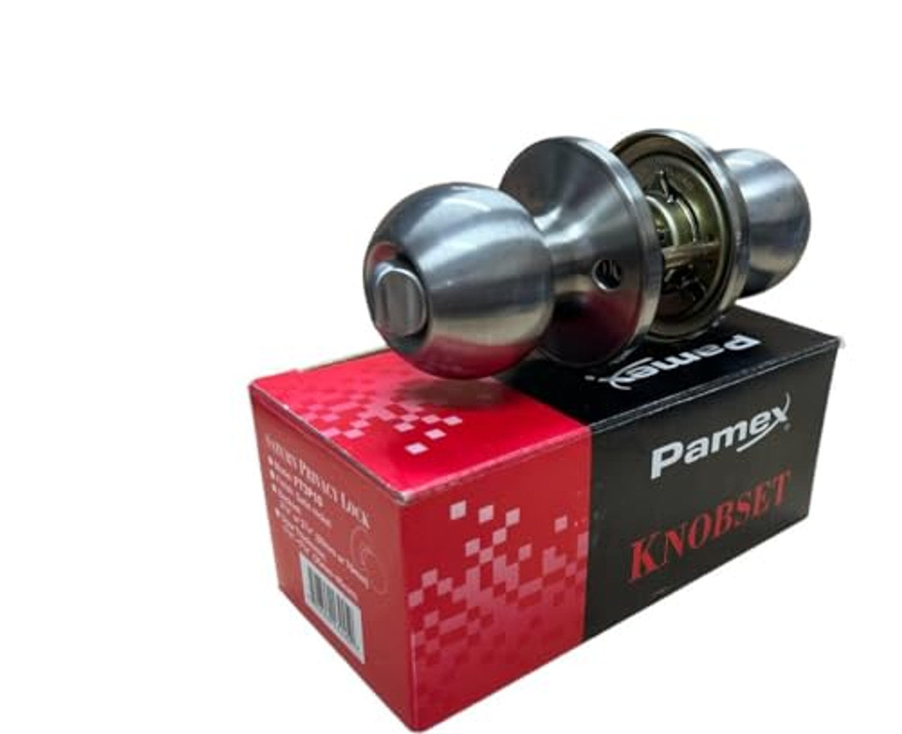 Pamex Knobset Saturn Privacy Lock Door Knob with Key Satin Nickel FT3P10 - GOODSZON Discount Store