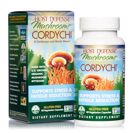 Host Defense, CordyChi Capsules, Helps Reduce Stress and Fatigue, Mushroom Supplement with Cordyceps and Reishi, Vegan, Organic, 60 Capsules (30 Servings) - GOODSZON Discount Store