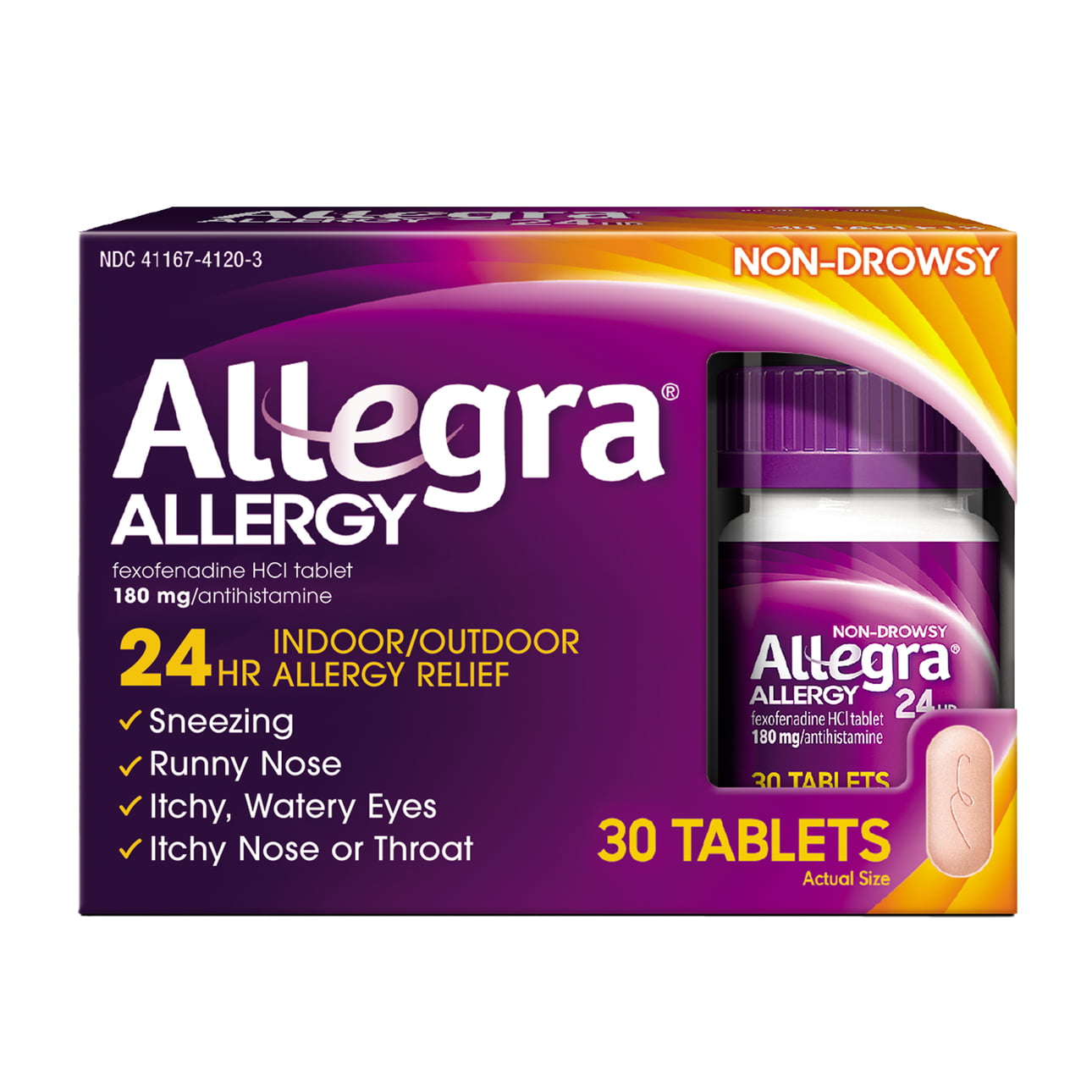 Allegra Adult 24HR Non-Drowsy Allergy Symptom Relief, 30 Tablets - GOODSZON Discount Store