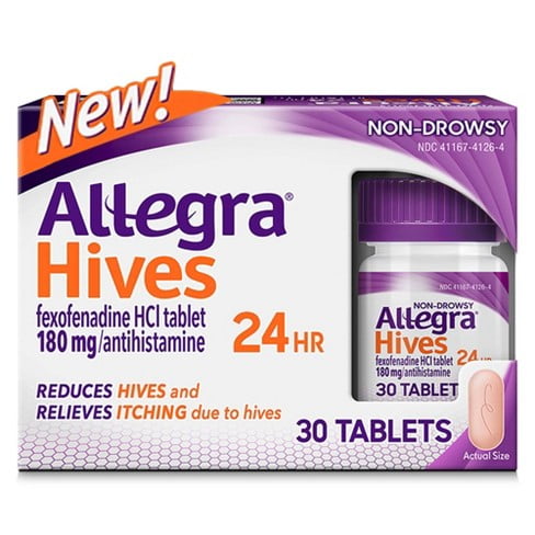 Allegra Hives 24 Hour Non-Drowsy Antihistamine Medicine Tablets for Adult Hive and Itch Allergy Relief, Fexofenadine, 180 mg, 30 Pills - GOODSZON Discount Store