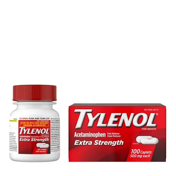 Tylenol Extra Strength Caplets with 500 mg Acetaminophen, 100 Ct Exp 2025 - GOODSZON Discount Store