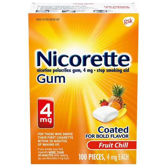 Nicorette Nicotine Gum to Stop Smoking, Fruit Chill Flavor, 4 Mg, 100 Count - GOODSZON Discount Store