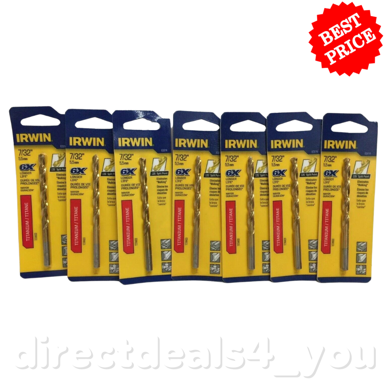 Irwin Titanium #63914 7/32" Drill Bit Pack of 7 - GOODSZON Discount Store