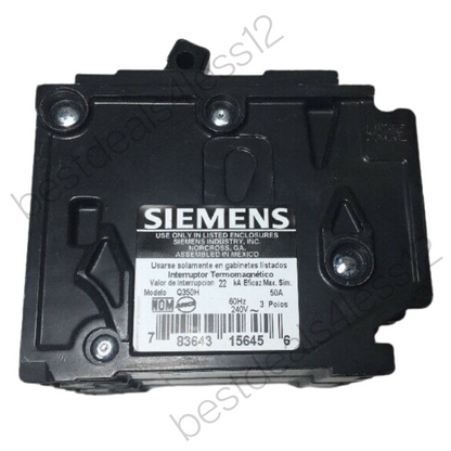 Siemens Q350H 50 Amp 3 Pole 240 Volt Circuit Breaker