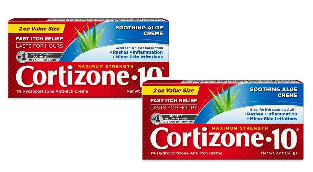 Cortizone-10 Max Strength 1% Hydrocortisone w/ Aloe Anti-Itch Cream 2oz Pack 2 - GOODSZON Discount Store