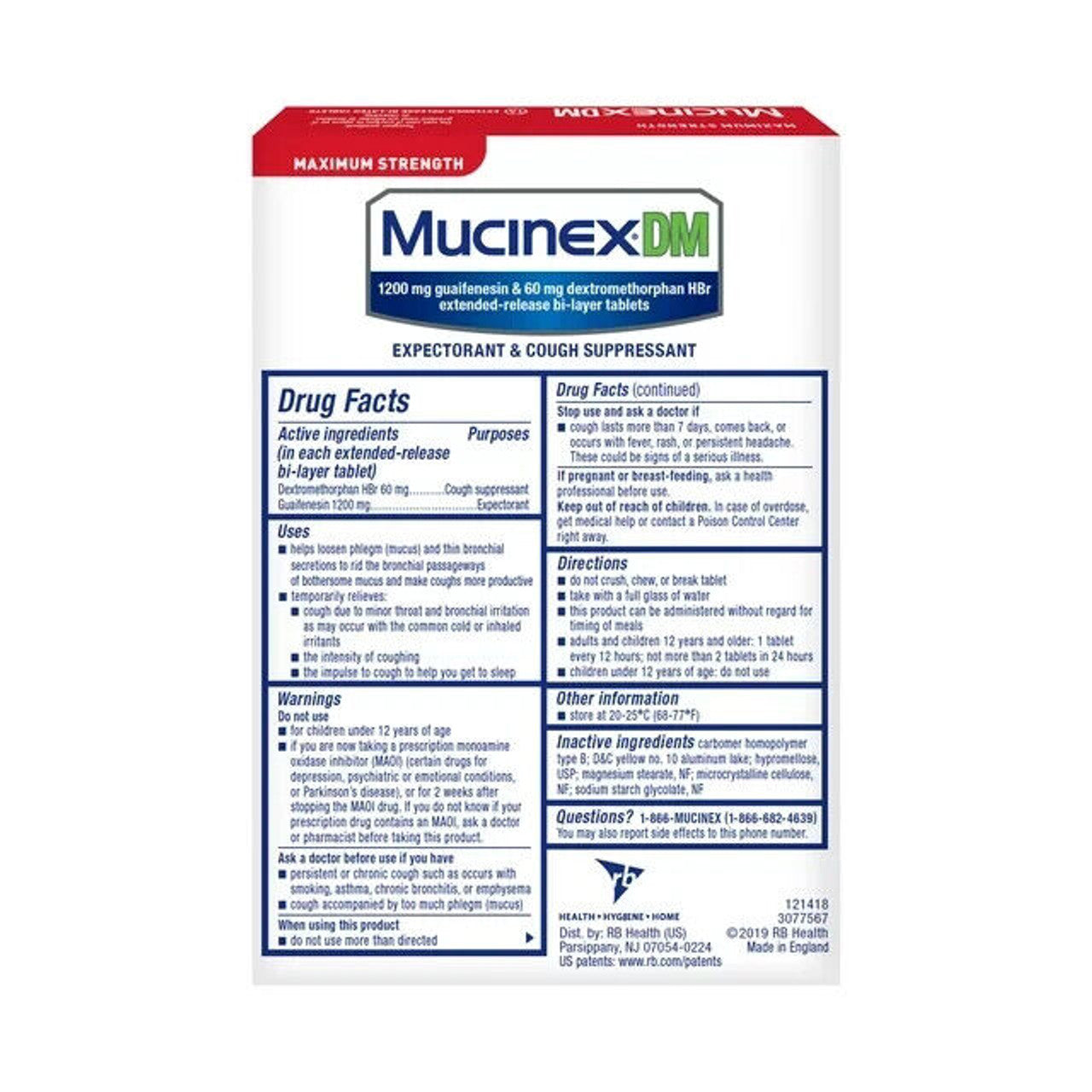 Mucinex DM Max Strength 12-Hour Expectorant & Cough Suppressant 14 Tabs Pack 2 - GOODSZON Discount Store